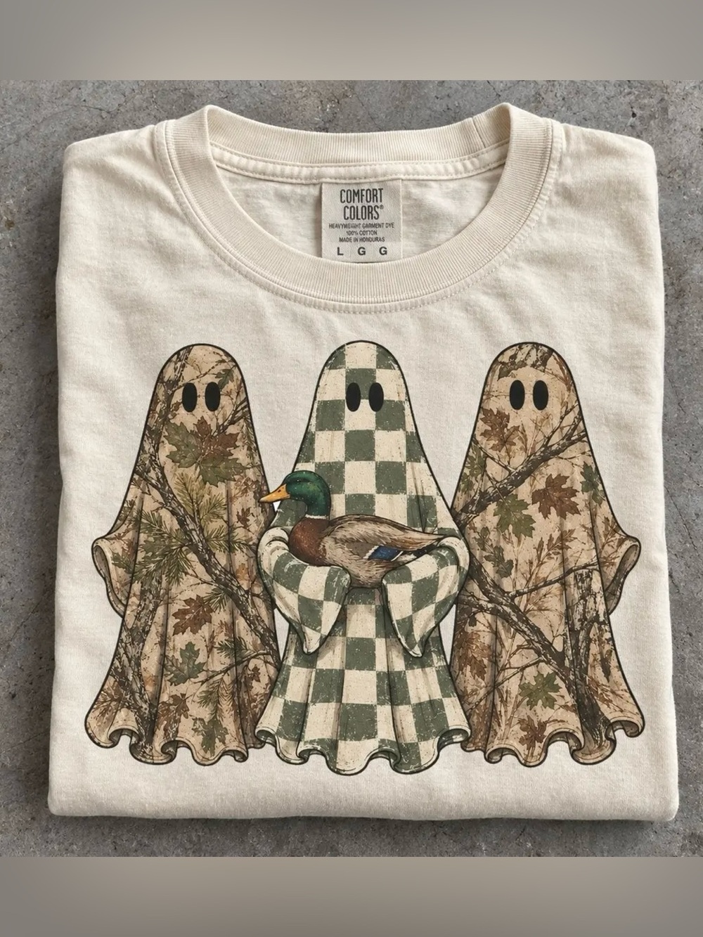 Comfort Colors Hunting Season Ghosts Tee Camo Mallard Duck Halloween Shirt